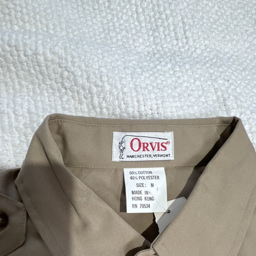 Vintage 70s 80s Orvis Men's Beige Button-Down Shirt M Long Sleeve - Picture 3 of 9